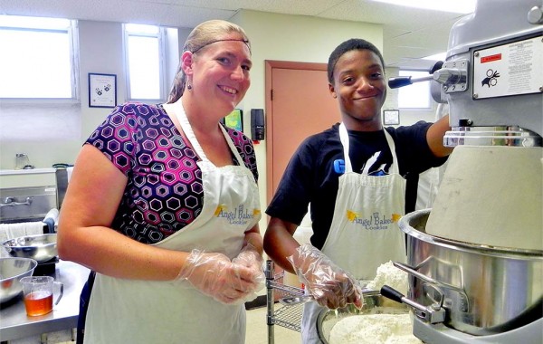 Carla Jones baking with a pupil