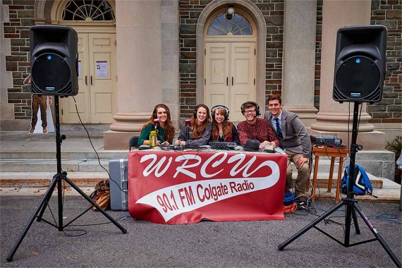 WRCU mobile broadcasting setup outside Memorial Chapel