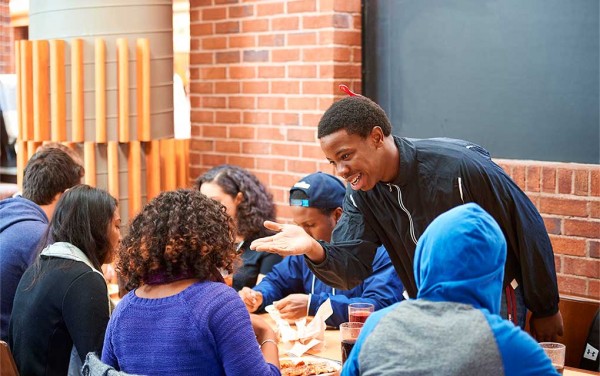 Students chat over a meal at Frank Dining Hall