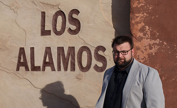 Jason Keith in from of the Los Alamos Sign