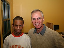 Gary Eichhorn posing with a Music and Youth student