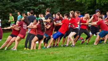 Students in a tug-of-war competition