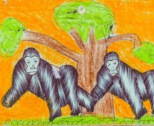 Artwork of gorillas from Ugandan schoolchildren