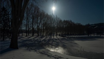 Taylor Lake in the early moonlight.