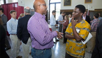 Colgate alumnus speaks with current student