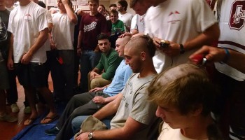 Student's shave their heads for cancer research