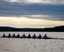 The rowing team on Lake Moraine.