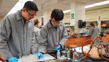 Students work in a Colgate science lab