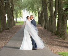 Ruthie Fish ’09 and Rodney Jehu-Appiah ’10 on their wedding day on Willow Path.