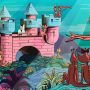 Illustration of an underwater castle with anthropomorphized sea monkeys